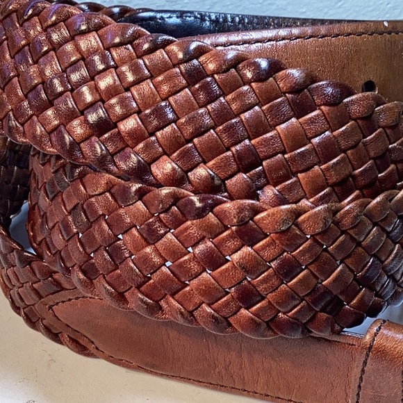 Yves Saint Laurent Leather Woven Belt Brass Buckle Some White Marks See Photo - Picture 2 of 16